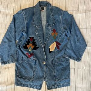 RARE Vintage Sundance Tribal Southwestern Demin Coat